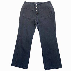 Y2K Jeans Wide Leg Button Fly 90s 100% Cotton Charcoal Black